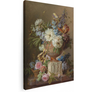 Artaza Canvas Schilderij Bloemen In Vaas - 30x40 cm - Klein - Muurdecoratie Klassiek Stilleven - Wanddecoratie Woonkamer - Kamer Accessoires