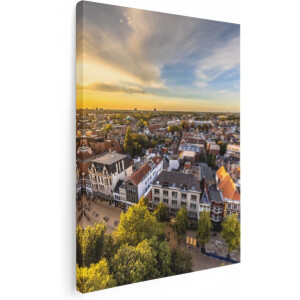 Artaza Canvas Schilderij Groningen Skyline Stad bij Zonsondergang - 30x40 - Klein - Foto Op Canvas - Canvas Print