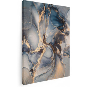 Artaza Canvas Schilderij Abstracte Luxe Kunst - Zwart met Goud - 30x40 cm - Klein - Wanddecoratie Woonkamer - Schilderijen - Muurdecoratie