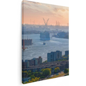 Artaza Canvas Schilderij Rotterdamse Haven Bij Het Water - 60x80 - Foto Op Canvas - Canvas Print