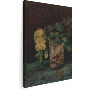 Artaza Canvas Schilderij Glas met Gele Rozen - Vincent van Gogh - 30x40 - Klein - Poster Foto op Canvas - Canvas Print