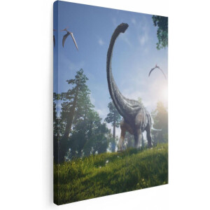 Artaza Canvas Schilderij Diplodocus Dinosauriër in het Bos - 60x80 - Foto Op Canvas - Canvas Print