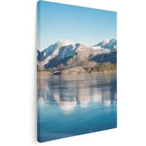 Artaza Canvas Schilderij Bergen - 60x80 cm - Wanddecoratie Winterlandschap - Muurdecoratie Natuur - Schilderijen Woonkamer