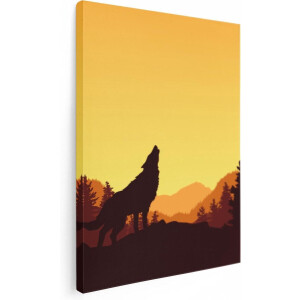 Artaza Canvas Schilderij Silhouet Van Een Wolf In Het Bos - Abstract - 60x80 - Foto Op Canvas - Canvas Print
