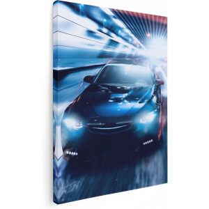 Artaza Canvas Schilderij Zwarte Sportwagen Auto - Abstract - 30x40 - Klein - Foto Op Canvas - Canvas Print