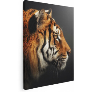 Artaza Canvas Schilderij Zijaanzicht Van Een Tijger - Tijgerkop - 60x80 - Foto Op Canvas - Canvas Print