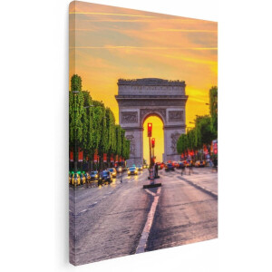 Artaza Canvas Schilderij Arc De Triomphe In Parijs Vanaf De Straat - 30x40 - Klein - Foto Op Canvas - Canvas Print