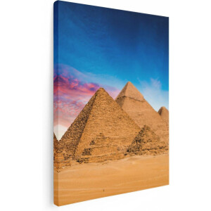 Artaza Canvas Schilderij Egyptische Piramides bij Zonsondergang - 60x80 - Foto Op Canvas - Canvas Print