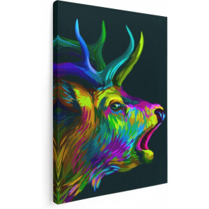 Artaza Canvas Schilderij Hertenkop - Hert - Abstract - Kleur - 60x80 - Foto Op Canvas - Canvas Print