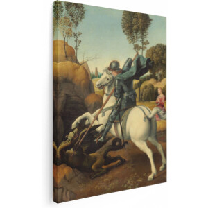 Artaza Canvas Schilderij Sint Joris en de Draak - Rafaël - 60x80 - Kunst - Canvas Print - Muurdecoratie