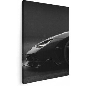 Artaza Canvas Schilderij Zijaanzicht Zwarte Sportwagen Auto - 60x80 - Foto Op Canvas - Canvas Print