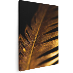 Artaza Canvas Schilderij Gouden Veer  - 30x40 - Klein - Foto Op Canvas - Canvas Print