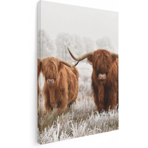 Artaza Canvas Schilderij Hooglander - 30x40 cm - Klein - Wanddecoratie Woonkamer - Muurdecoratie Sneeuw - Schilderijen Op Canvas