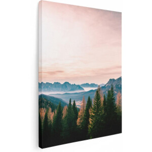 Artaza Canvas Schilderij Bos Met Bomen Bij Bergen Landschap - 30x40 - Klein - Foto Op Canvas - Canvas Print