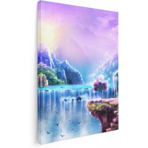 Artaza Canvas Schilderij Kleurrijke Sprookjes Waterval - Abstract - 30x40 - Klein - Foto Op Canvas - Canvas Print