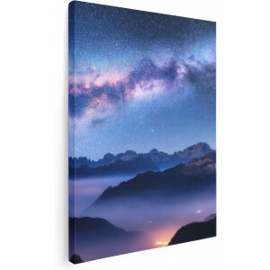 Artaza Canvas Schilderij Melkweg Bij De Bergen In Italië - 60x80 - Foto Op Canvas - Canvas Print