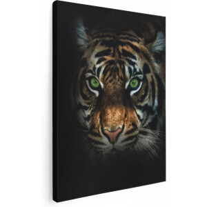 Artaza Canvas Schilderij Tijgerkop Met Groene Ogen - Tijger - 30x40 - Klein - Foto Op Canvas - Canvas Print