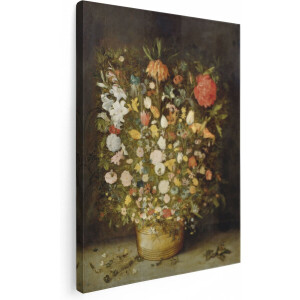 Artaza Canvas Schilderij Stilleven met Bloemen - Jan Brueghel - 90x120 - Groot - Kunst - Wanddecoratie Woonkamer