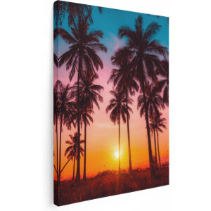 Artaza Canvas Schilderij Palmbomen op het Strand bij Zonsondergang - 60x80 - Foto Op Canvas - Canvas Print