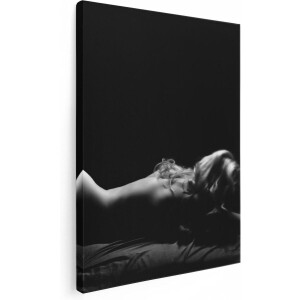 Artaza Canvas Schilderij Vrouw Naakt in Bed - Erotiek - Zwart Wit - 60x80 - Foto Op Canvas - Canvas Print