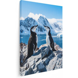 Artaza Canvas Schilderij Pinguïns Antarctica - 30x40 cm - Klein - Wanddecoratie Landschap - Muurdecoratie Sneeuw - Kamer Accessoires Natuur
