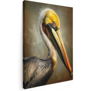 Artaza Canvas Schilderij Pelikaan - 60x80 cm - Wanddecoratie Vogels - Muurdecoratie Dieren - Schilderijen Op Canvas Vogel