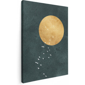 Artaza Canvas Schilderij Zon met Vogels - Abstract - 30x40 - Foto Op Canvas - Canvas Print