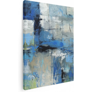 Artaza Canvas Schilderij Abstract - 90x120 cm - Groot - Wanddecoratie Blauw - Muurdecoratie Abstracte Kunst - Schilderijen Op Canvas
