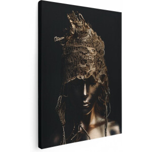 Artaza Canvas Schilderij Vrouw met een Gouden Hoofdtooi - 30x40 cm - Klein - Wanddecoratie Woonkamer - Schilderijen - Muurdecoratie