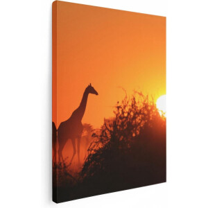 Artaza Canvas Schilderij Drie Giraffe Silhouetten Bij Zonsondergang - 60x80 - Foto Op Canvas - Canvas Print