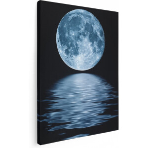 Artaza Canvas Schilderij De Maan Staat in het Water - 30x40 cm - Klein - Wanddecoratie Woonkamer - Schilderijen - Muurdecoratie