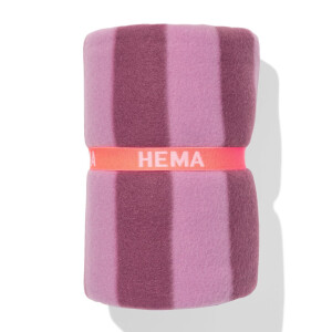 HEMA HEMA Plaid 130x150cm Fleece Gestreept (roze)