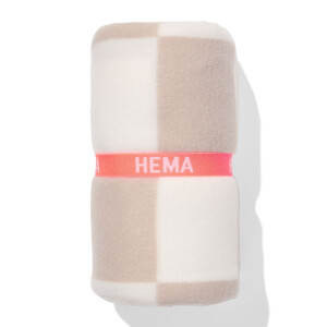 HEMA HEMA Plaid 130x150cm Fleece Geblokt (bruin)