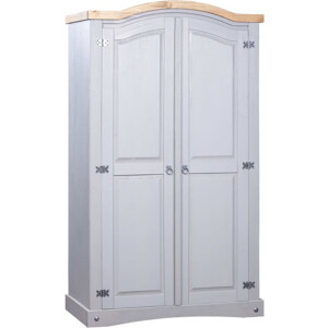 vidaXL - Kledingkast - 2 - deuren - Mexicaans - grenenhout - Corona-stijl - grijs