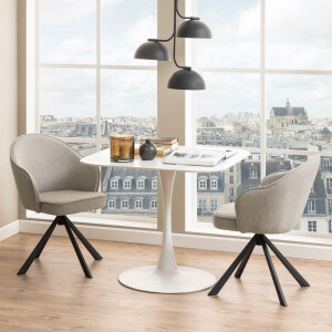 Bendt Vierkante Bistrotafel 'Tempest' Keramiek met marmerlook, 90 x 90cm, kleur Wit