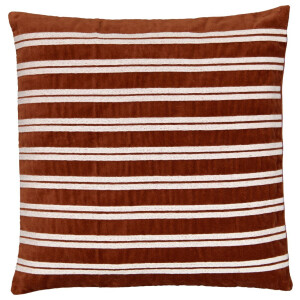 HEMA HEMA Kussenhoes 50x50 Terra Fluweel Met Strepen (terra)