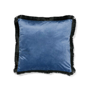 HEMA HEMA Kussenhoes 50x50cm Franjes Blauw (blauw)