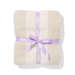 HEMA HEMA Plaid 130x150cm Wollook Strepen Beige (beige)