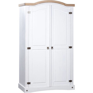 vidaXL - Kledingkast - met - 2 - deuren - Mexicaans - grenenhout - Corona-stijl - wit