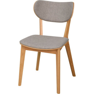 Rowico Home Kato Eikenhouten Eetkamerstoel Naturel - Met Lichtgrijze Zitting - Hout - Stof - Scandinavisch
