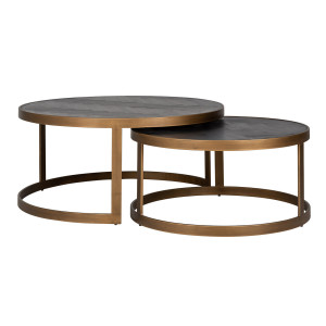 Richmond Ronde Salontafel 'Blackbone' Brass, Set van 2 stuks