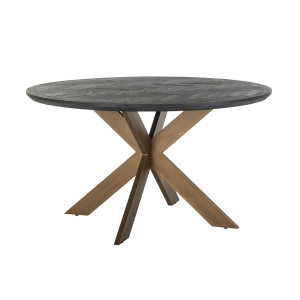 Richmond Ronde Eettafel 'Blackbone' Brass, Eikenhout en Staal, Ø140cm