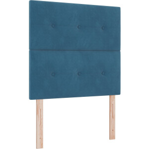 vidaXL - LED - Box - Spring - Bed - met - matras - Donkerblauw - 90 - x - 200 - cm - Stof