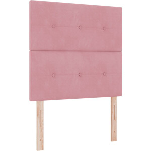 vidaXL - LED - Box - Spring - Bed - met - matras - Roze - 120 - x - 190 - cm - Fluweel