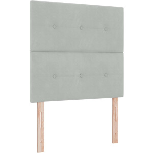 vidaXL - LED - Box - Spring - Bed - met - matras - Lichtgrijs - 90 - x - 190 - cm - Fluweel