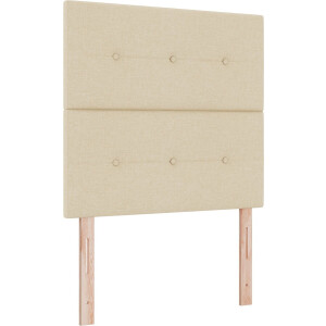vidaXL - Boxspring - bed - met - LED-stripverlichting - Crème - 90 - x - 190 - cm - Stof