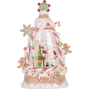 Clayre & Eef Kerstdecoratie met LED-verlichting en muziek Taart 14x8x24 cm / 3xAAA Wit Kunststof