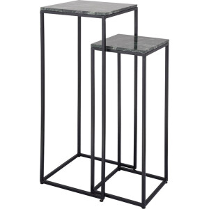 PTMD Ilano Green Marble Iron Sidetable Green Top SV2 - set zuilen bijzettafels met marmeren blad