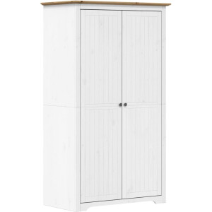 vidaXL - Kledingkast - BODO - 99x53,5x173 - cm - massief - grenenhout - wit - bruin