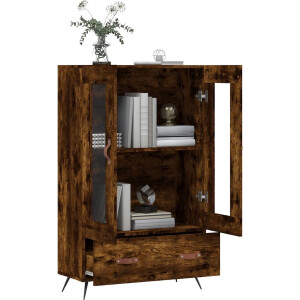 vidaXL Dressoir - Hoge Kast - Hoge kast 69,5x31x115 cm bewerkt hout gerookt eikenkleurig - Houten Kast - Bruine Kast - Vintage Kast